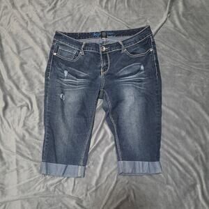 Ariya Jeans Medium Wash Distressed Cropped Cuffed Jeans - 13/14 (juniors)